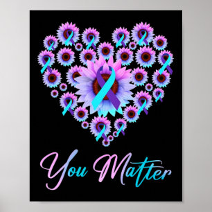 Affiche Vous Problème Prévention Suicide Turquoise Purple