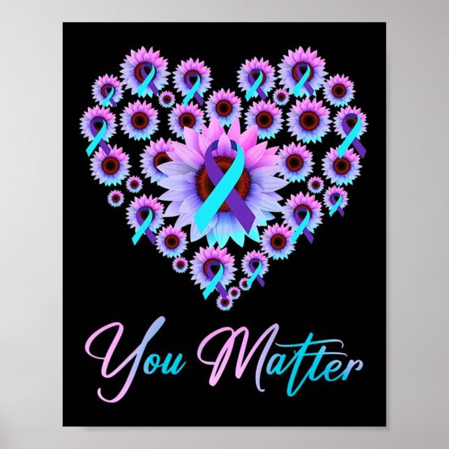 Affiche Vous Problème Prévention Suicide Turquoise Purple  (Devant)