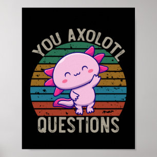 Affiche Vous Questions Axolotl Rétro 90s Vintage Coucher d