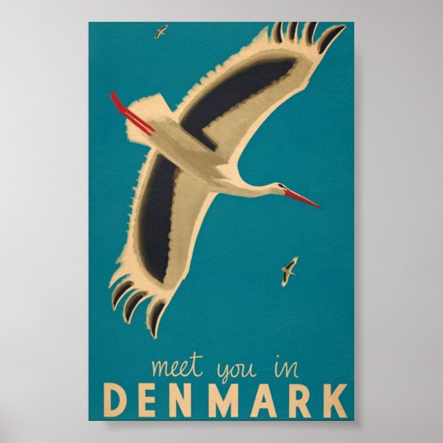 Affiche Vous rencontrer à Danemark Voyage Vintage (Devant)