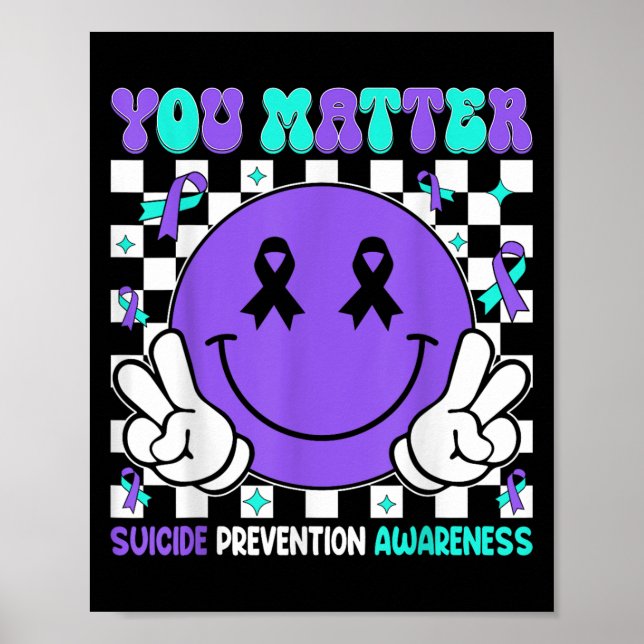 Affiche Vous Ruban Violet Sarcelle de Sensibilisation à la (Devant)
