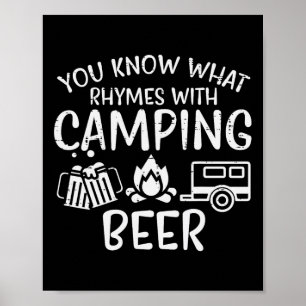 Affiche Vous savez ce qui rime avec Camping Drôle Camper P