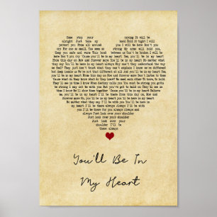 Affiche Vous serez en mon poème lyrique vintage de chanson