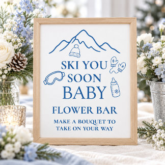 Affiche Vous Skier Bientôt Fleur de Bébé Garçon Shower d'H