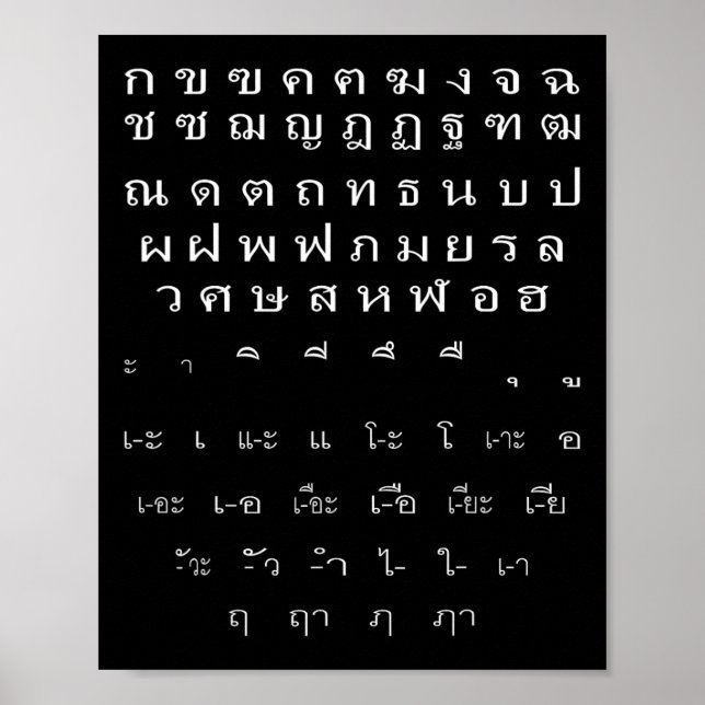 Affiche Vowels Alphabet Mur Script Thaï Costume Halloween (Devant)
