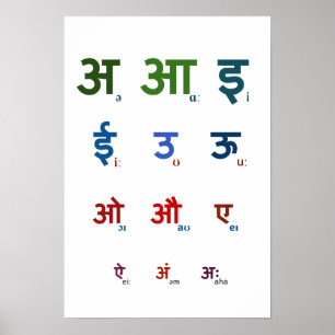Affiche Vowels Sanskrit