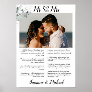 Affiche Vows mariage avec photo, Vows Mariage Imprimer Cad