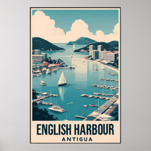 Affiche Voyage à Antigua English Harbor années 1960
