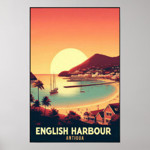 Affiche Voyage à Antigua English Harbor années 1960
