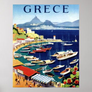 Affiche Voyage à Athènes Grèce Vintage
