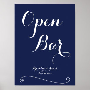 Affiche Voyage à barre ouverte Marine Blue Elegant Wedding