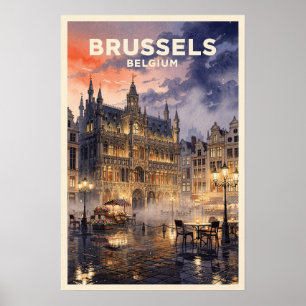 Affiche Voyage à Bruxelles Belgique Vintage