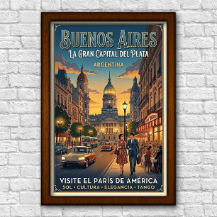 Affiche Voyage à Buenos Aires, Argentine, années 1960