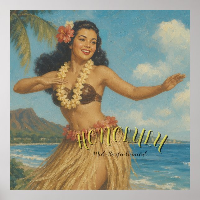 Affiche Voyage à Hawaï de style vintage (Devant)