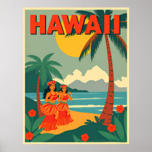 Affiche Voyage à Hawaï vintage