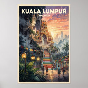 Affiche Voyage à Kuala Lumpur Malaisie Vintage