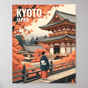 Affiche Voyage à Kyoto Japon Automne Temple Personnalisabl