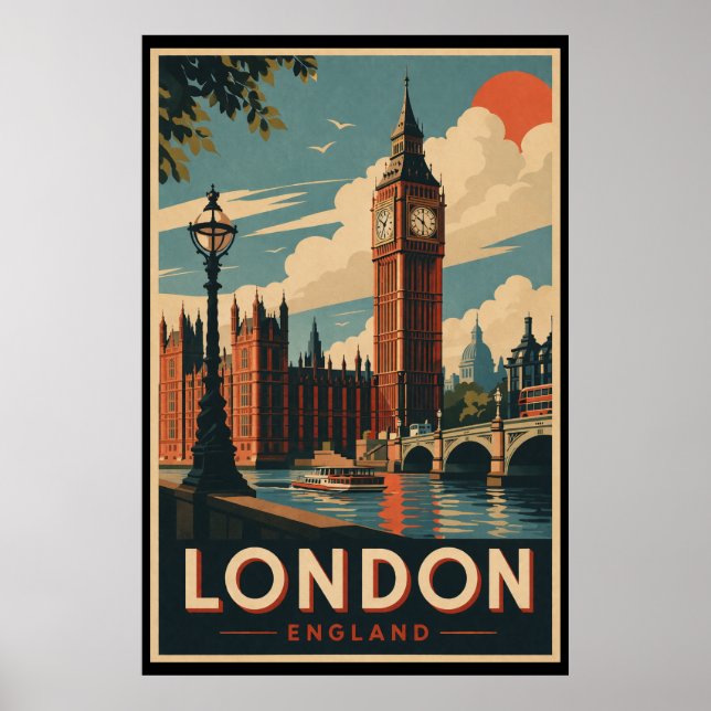 Affiche Voyage à Londres Rétro (Devant)