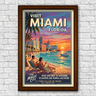 Affiche Voyage à Miami, Floride, années 1960
