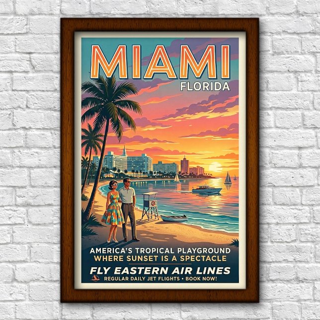 Affiche Voyage à Miami, Floride, années 1960 (Créateur téléchargé)