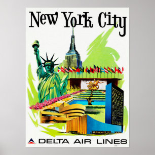 Affiche Voyage à NEW YORK CITY Vintage Air Lines Holiday