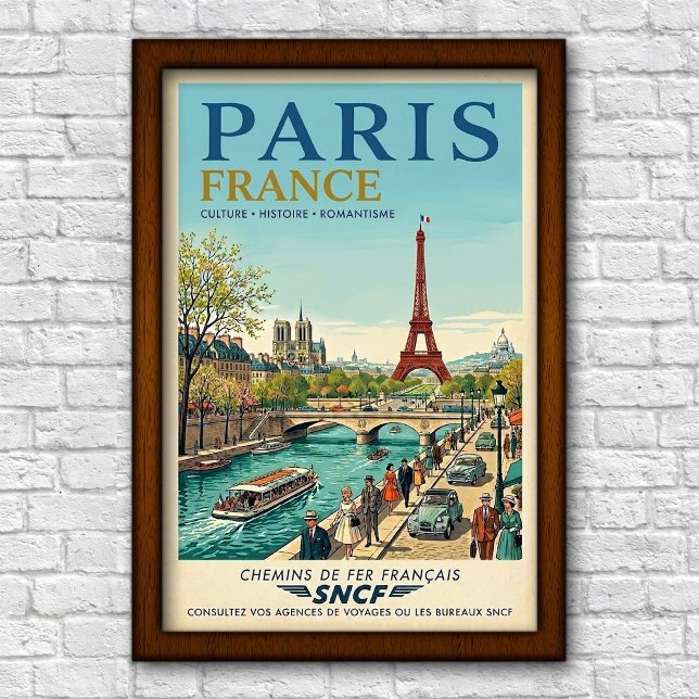 Affiche Voyage à Paris, France années 1960 (Créateur téléchargé)