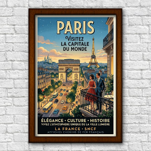 Affiche Voyage à Paris, France années 1960