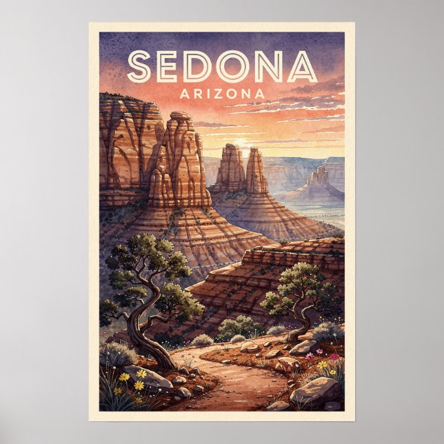 Affiche Voyage à Sedona Arizona Vintage (Devant)