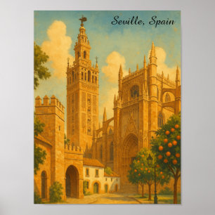 Affiche Voyage à Séville Espagne Andalousie Vintage
