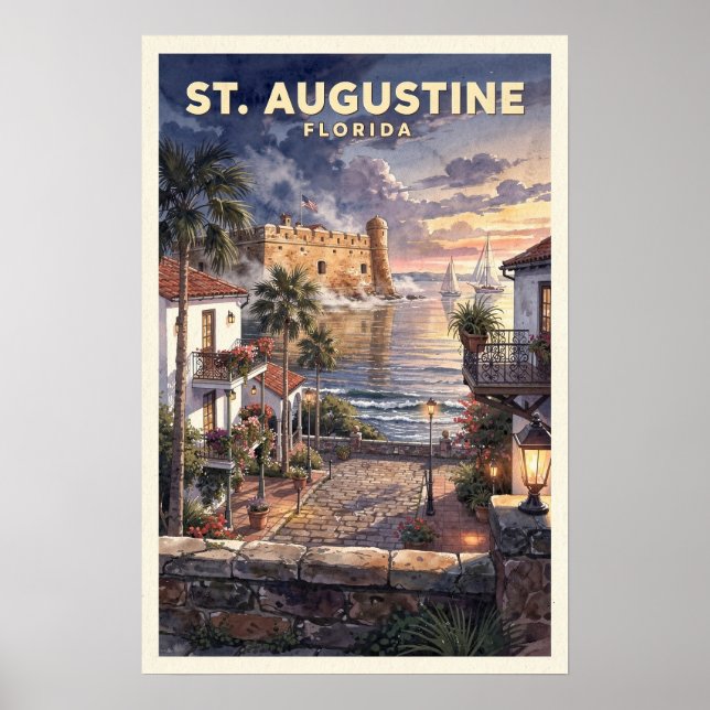 Affiche Voyage à St. Augustine Floride Vintage (Devant)
