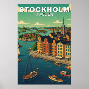 Affiche Voyage à Stockholm en Suède sur le front de mer