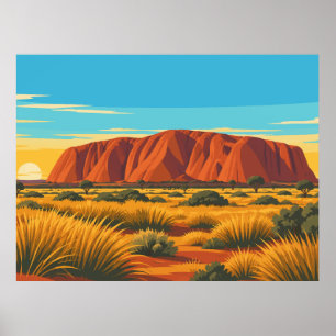 Affiche Voyage à Uluru Australie Vintage