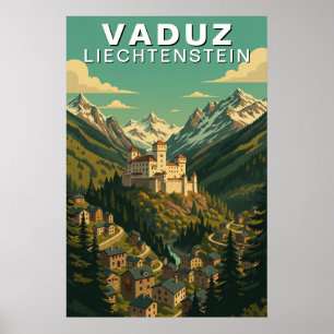 Affiche Voyage à Vaduz, Liechtenstein, versant alpin