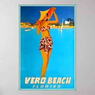 Affiche Voyage à Vero Beach Floride Comté d'Indian River
