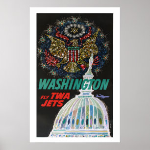 Affiche Voyage aérien de style vintage à Washington DC dan