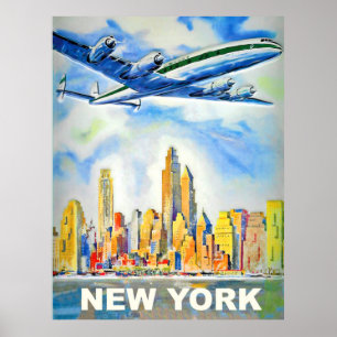 Affiche Voyage aérien vintage à New York