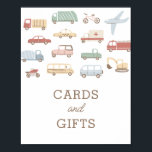 Affiche Voyage Anniversaire Cartes et Cadeaux<br><div class="desc">Montrez aux invités de fête d'anniversaire où laisser leurs cartes et cadeaux avec ce panneau,  avec des voitures,  camions,  véhicules de construction,  et plus encore!</div>