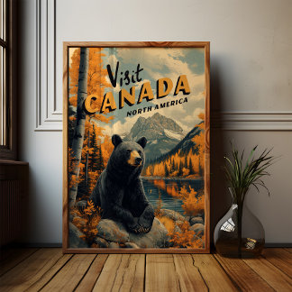 Affiche Voyage Antique Ours Noir du Canada