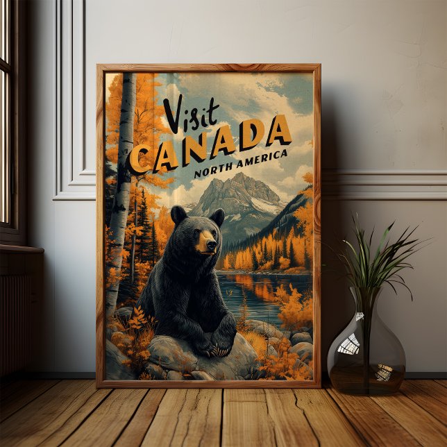 Affiche Voyage Antique Ours Noir du Canada (Créateur téléchargé)