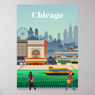 Affiche Voyage Art Voyage À Chicago