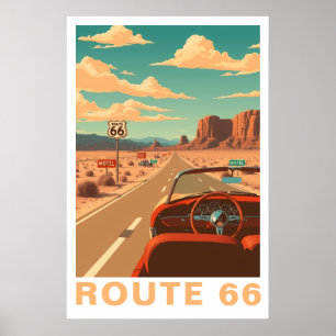 Affiche Voyage Artistique Classique Route 66