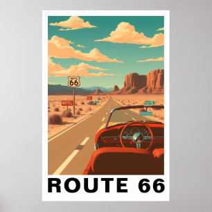 Affiche Voyage Artistique sur la Route 66 Classique