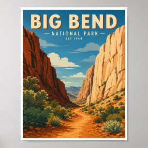 Affiche Voyage au Big Bend National Park à l'ancienne