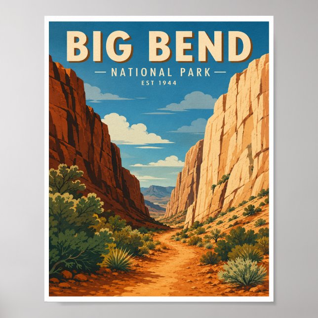 Affiche Voyage au Big Bend National Park à l'ancienne (Devant)