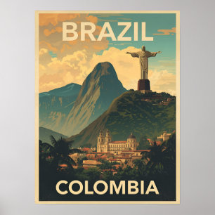 Affiche Voyage au Brésil Colombie Rétro Amérique du Sud Vi