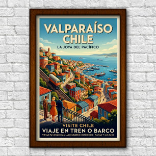 Affiche Voyage au Chili des années 1960 à Valparaíso