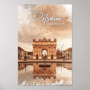 Affiche Voyage au crayon couleur Potsdam Allemagne