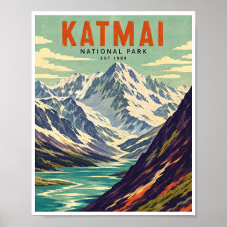 Affiche Voyage au Katmai National Park d'antan