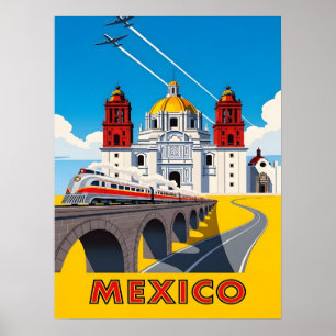 Affiche Voyage au Mexique vintage