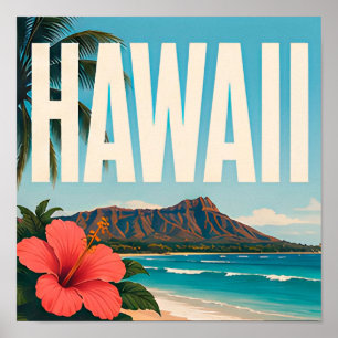 Affiche Voyage au paradis de l'île d'Hawaï
